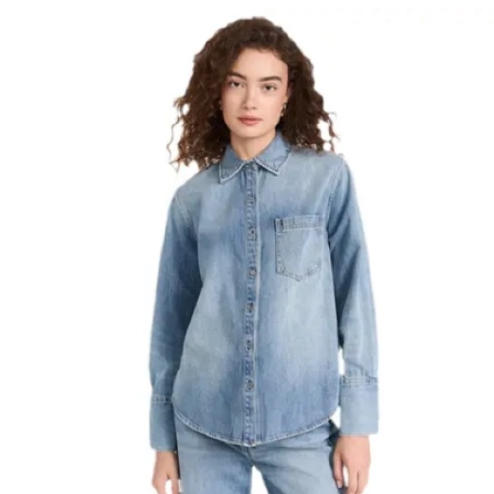 Alice & Olivia Blue Denim Button Down Shirt. New without tags.